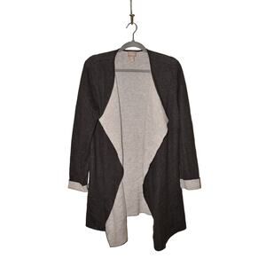 CHICO'S $88 Double Face Drape Long‎ Sleeve Cardigan Charcoal Chico's 1 / Medium
